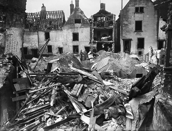 Bomb damage to Great Yarmouth following a tip an run raid by Luftwaffe fighter bomber