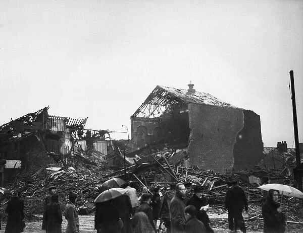 Bomb damage to Hull following several nights of raids on the city during World War Two