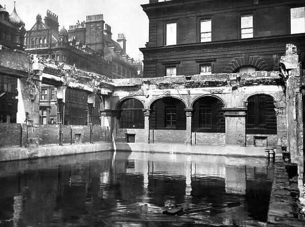 Bomb damage in Liverpool during the Second World War. An emergency water supply