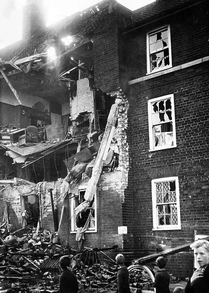 Bomb damage in Liverpool during the Second World War. Damaged tenements which were struck