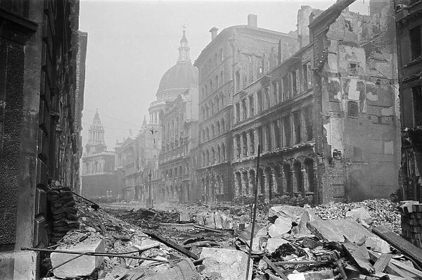 Bomb damage near St. Pauls Cathedral 13th May 1941