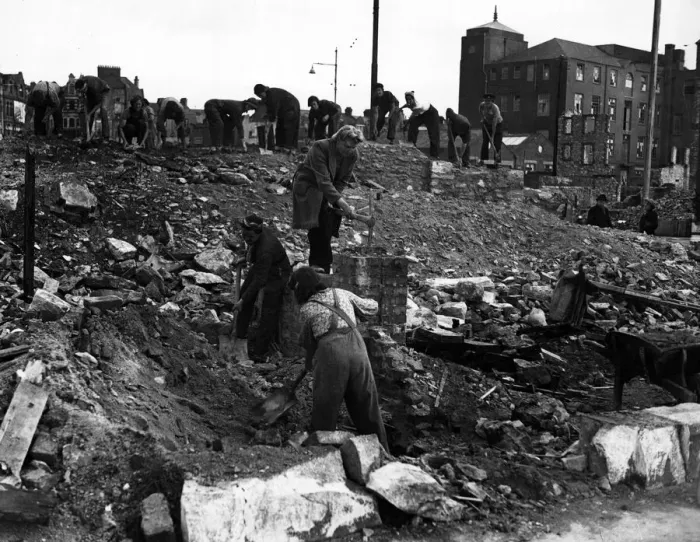 Framed Print : Bomb damage at Plymouth, Devon, following an air raid attack. Circa 1941 Framed Print : Bomb damage at Plymouth, Devon, following an air raid attack. Circa 1941