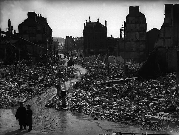 Bomb damage in Plymouth during WW2 21st March 1941