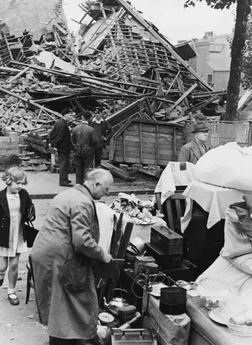 Framed Print : Bomb damage to St. Benedicts Road in Birmingham during Second World War Framed Print : Bomb damage to St. Benedicts Road in Birmingham during Second World War