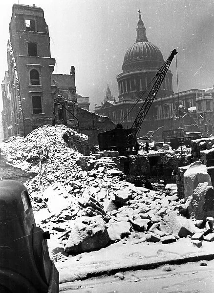 Bomb damage at St Pauls Cathedral, London. 15th January 1942