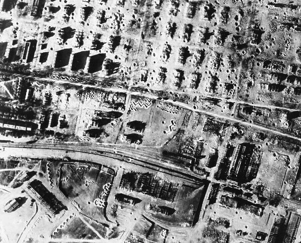 Bomb damage to tank depot at Mailly after RAF attack 4  /  5 May. 12th May 1944