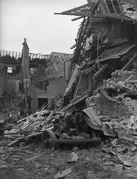 Bomb damage to a terrace of Nuneaton houses 26th June 1942