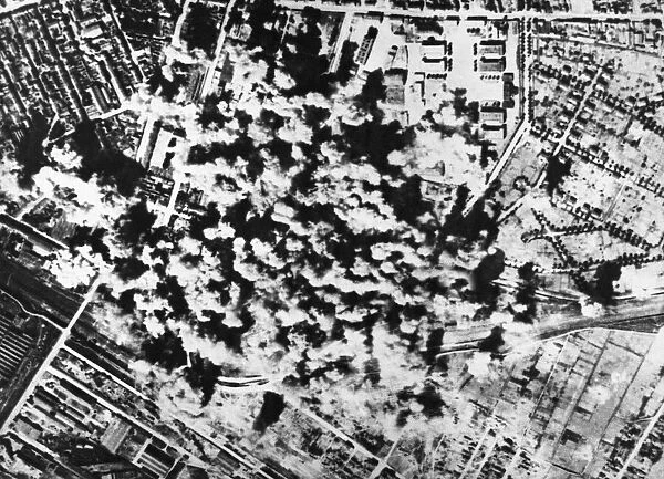Almost every bomb can be seen erupting in the heart of the target area at the Reims