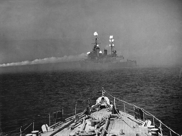 The bombardment of Cherbourg during World War Two when ships from the United States Navy