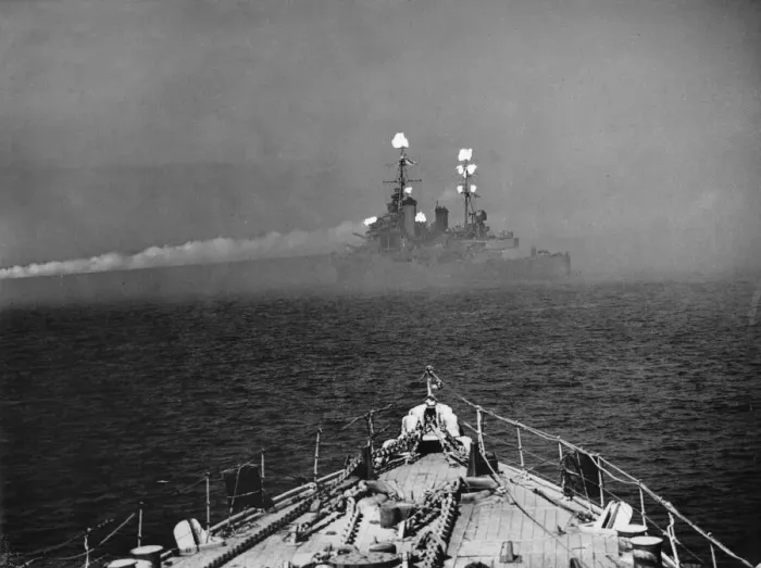 Framed Print : The bombardment of Cherbourg during World War Two when ships from the United States Navy