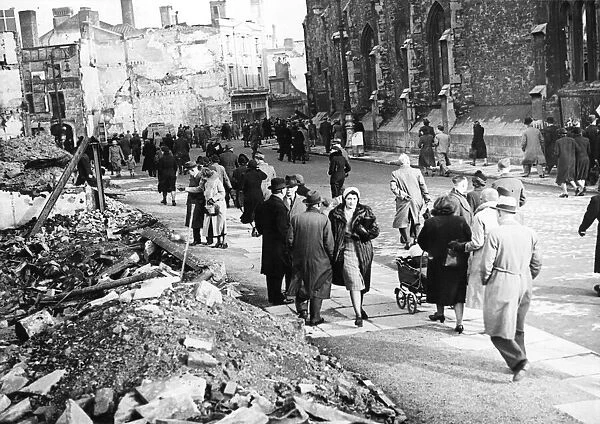 Bombed streets in Bristol re-opened to the public. 1940 Somerset and Avon area
