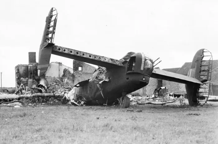 Framed Print : A bomber aircraft, crash landed somewhere in England Picture taken 17th Framed Print : A bomber aircraft, crash landed somewhere in England Picture taken 17th