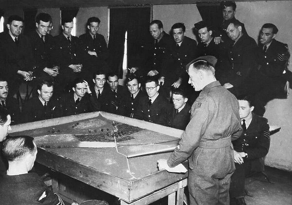 Bomber Command Battle School. (Picture) School Sergeant major teaching at Bomber