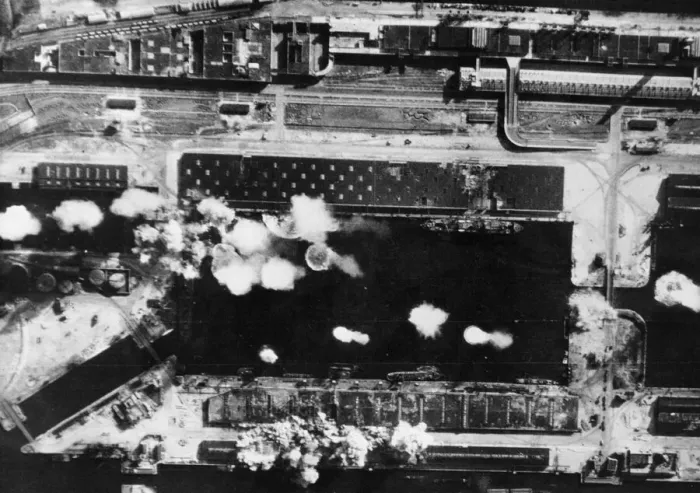 Framed Print : Bombers of the RAF carried out a daylight attack on Le Havre in enemy occupied Northern
