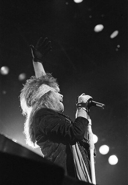 Bon Jovi performing at Monsters of Rock, Castle Donington. Pictured, Jon Bon Jovi