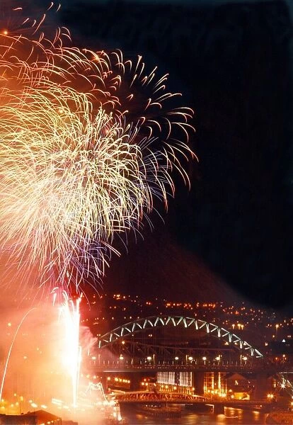 Bonfire Night celebrations on the River Tyne, Newcastle in November 1997