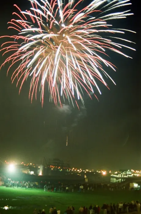 Framed Print : Bonfire Night Fireworks Display, Stockton, North Yorkshire, England, 5th November 1990