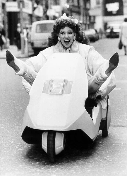 Bonnie Langford Actress driving a Sinclair C5 Motor Cars
