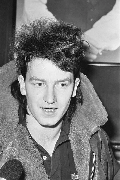 Bono, lead singer with Irish rock band U2 from Dublin, pictured during informal press
