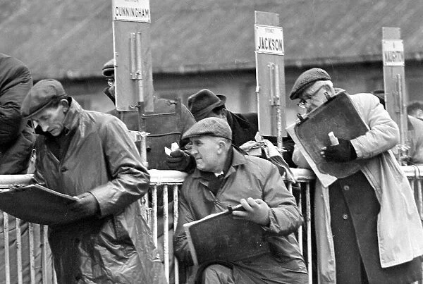 Bookmakers during the race at Leopardstown in Ireland March 1967