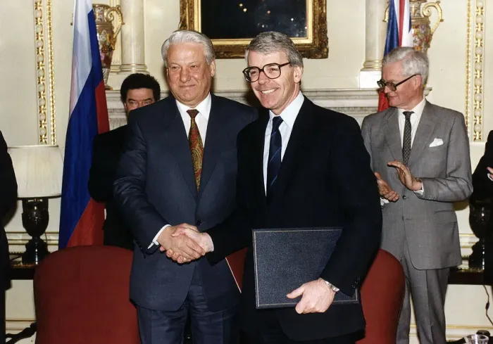 Framed Print : Boris Yeltsin Russian Prime Ministerafter signing the Memorandum of Understanding at No Framed Print : Boris Yeltsin Russian Prime Ministerafter signing the Memorandum of Understanding at No