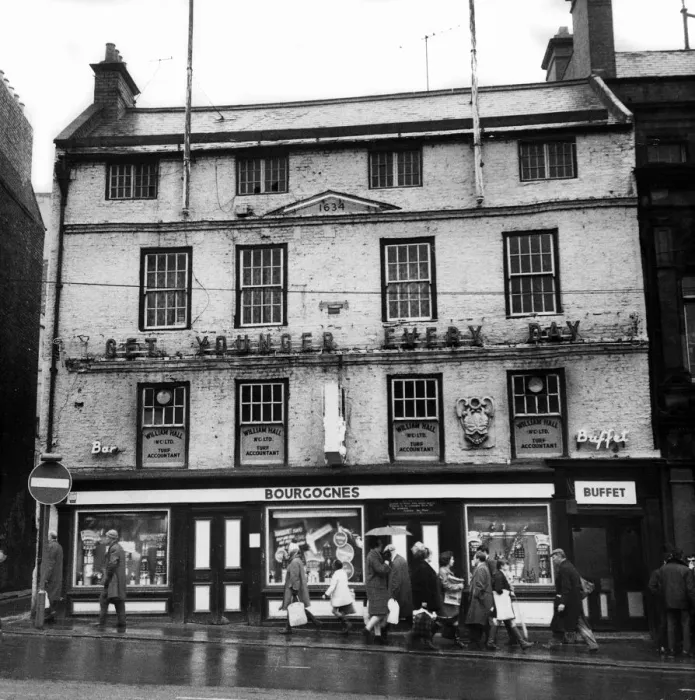 Framed Print : Bourgognes Public House, Newgate Street, Newcastle, 27th December 1969 Framed Print : Bourgognes Public House, Newgate Street, Newcastle, 27th December 1969