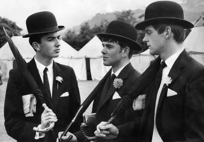 Framed Print : The bowler hat brigade. Left to Right Boys of Oswestry High School for boys Framed Print : The bowler hat brigade. Left to Right Boys of Oswestry High School for boys