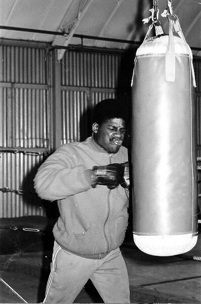 Boxer Errol Christie in the gym 8th January 1982