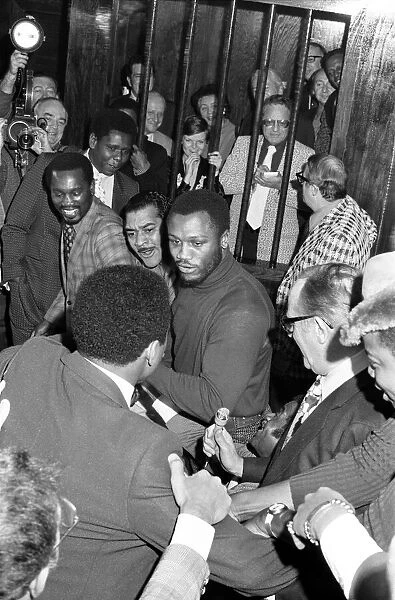 Boxers Party attended by fighters Joe Frazier and Muhammad Ali. January 1974