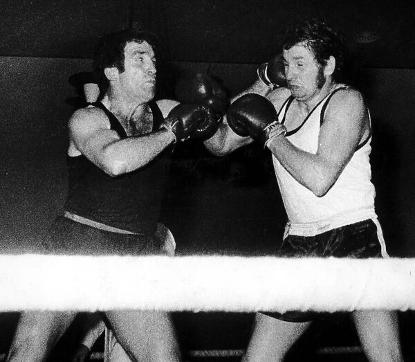 Boxers Willie Stack and Arthur Tyrell during the third round of the ABA Light-Heavyweight