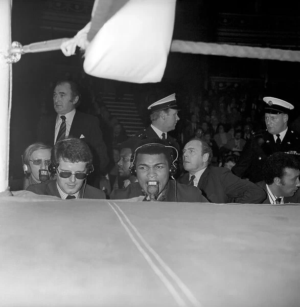 Boxing at Albert Hall. Muhammad Ali seen here with BBC sports commentator John Motson