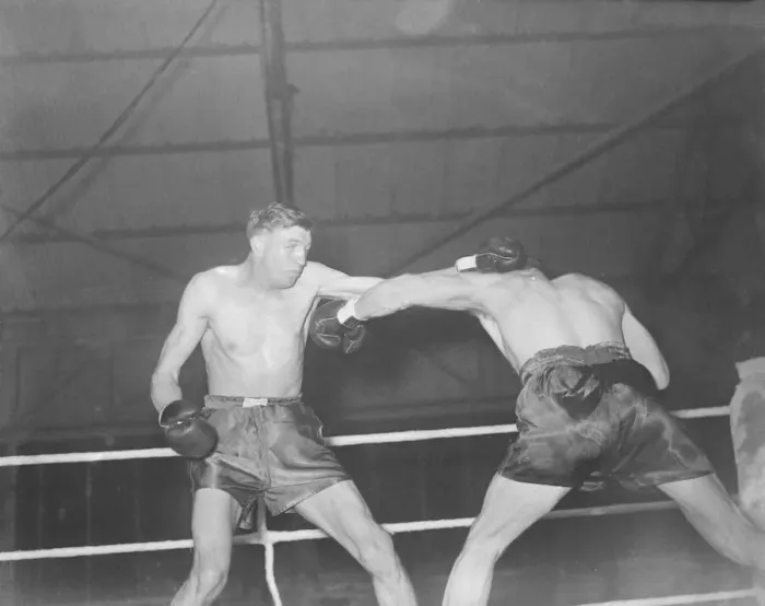 Framed Print : Boxing at Carmathen 1951 Eddie Thomas wins the European Welterweight Championship Framed Print : Boxing at Carmathen 1951 Eddie Thomas wins the European Welterweight Championship