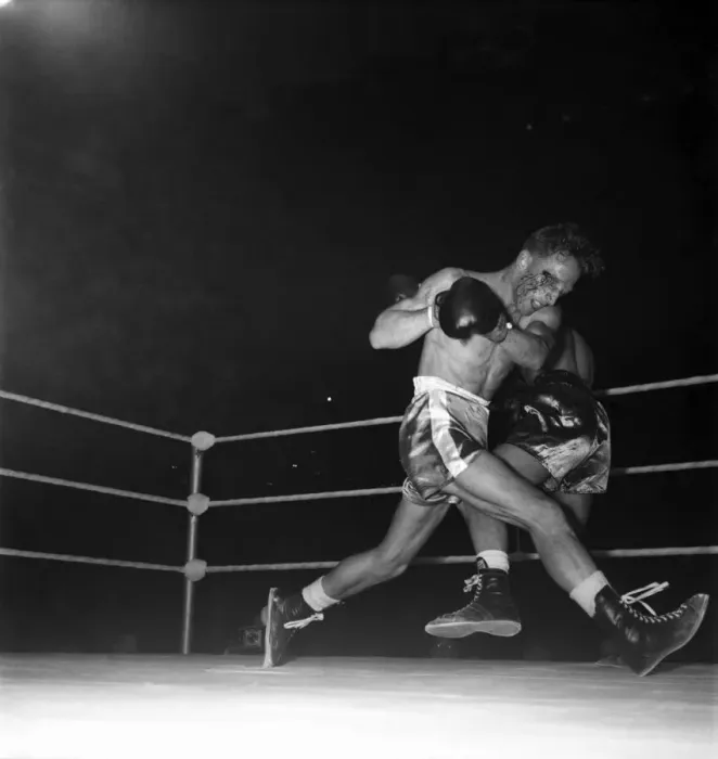 Framed Print : Boxing. Geo Stewart v Sammy McCarthy. October 1952 C4792-001 Framed Print : Boxing. Geo Stewart v Sammy McCarthy. October 1952 C4792-001