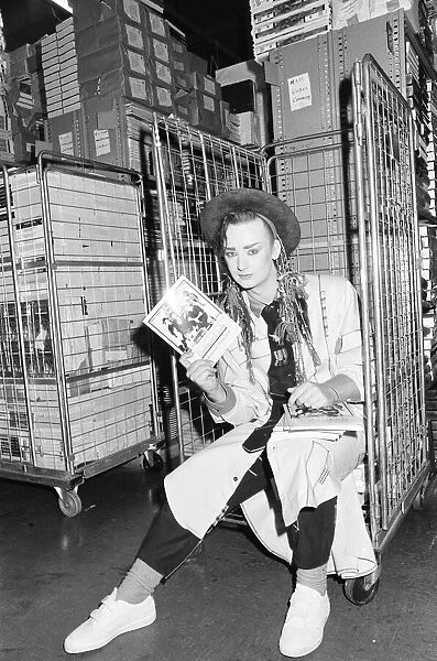 Boy George makes a publicity appearance at a bookshop in Brent Cross, London
