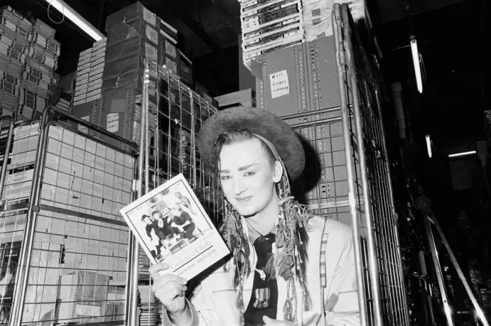 Framed Print : Boy George makes a publicity appearance at a bookshop in Brent Cross, London