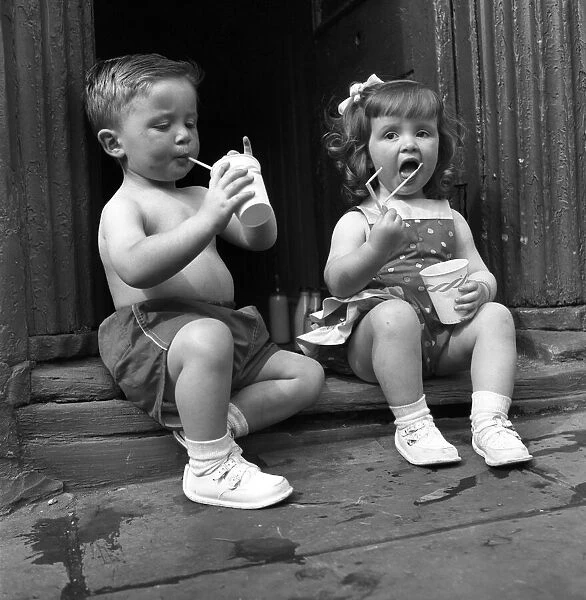 Boy meets girl: These two year old twins of Pulteney-street, Islington