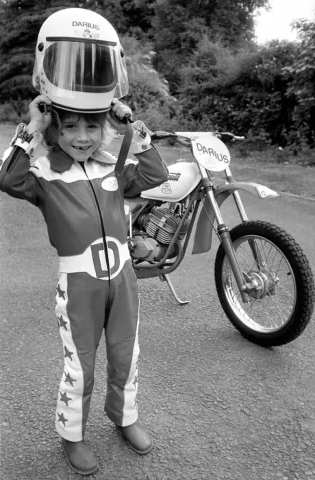 Framed Print : Boy Stunt Rider: 6 year old Darius Goodwin is pictured here prior to him leaping through Framed Print : Boy Stunt Rider: 6 year old Darius Goodwin is pictured here prior to him leaping through