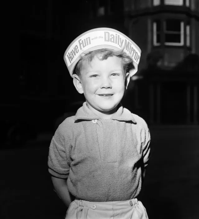 Framed Print : Boy wearing Daily Mirror Hat, to promote Daily Mirror Day at Belle Vue Framed Print : Boy wearing Daily Mirror Hat, to promote Daily Mirror Day at Belle Vue