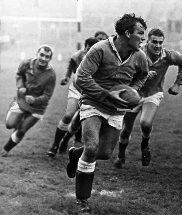 Framed Print : Boyo James, Bridgend Rugby Union Player, breaks away with the ball Framed Print : Boyo James, Bridgend Rugby Union Player, breaks away with the ball