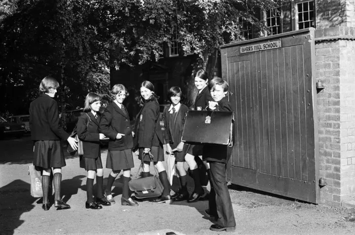 Framed Print : Boys arriving at Barrs Hill School in Coventry for the first time since it changed Framed Print : Boys arriving at Barrs Hill School in Coventry for the first time since it changed