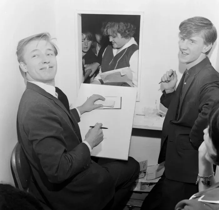 Framed Print : Boys and Girls Exhibition at Olympia. Singers Mike Sarne (left