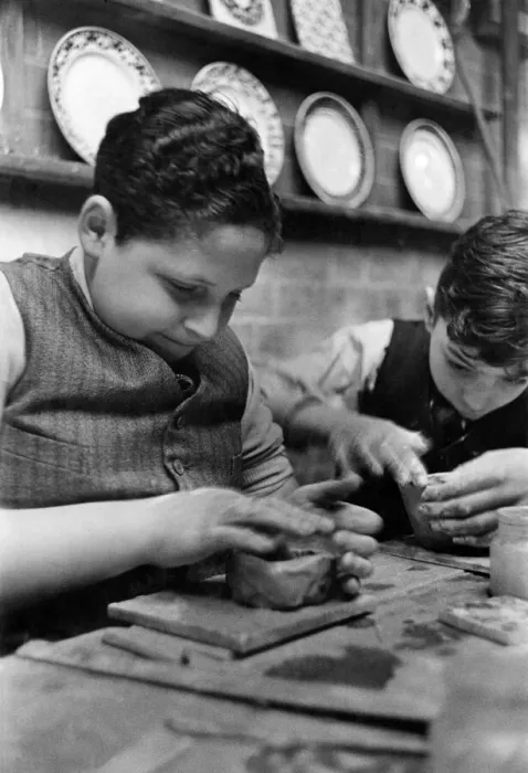 Framed Print : Boys make pots for the house. June 1936 P012107 Framed Print : Boys make pots for the house. June 1936 P012107