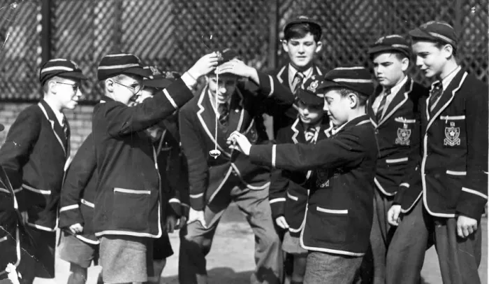 Framed Print : Boys from St Illtyds School in Cardiff, playing conkers Colin Brett, left Framed Print : Boys from St Illtyds School in Cardiff, playing conkers Colin Brett, left