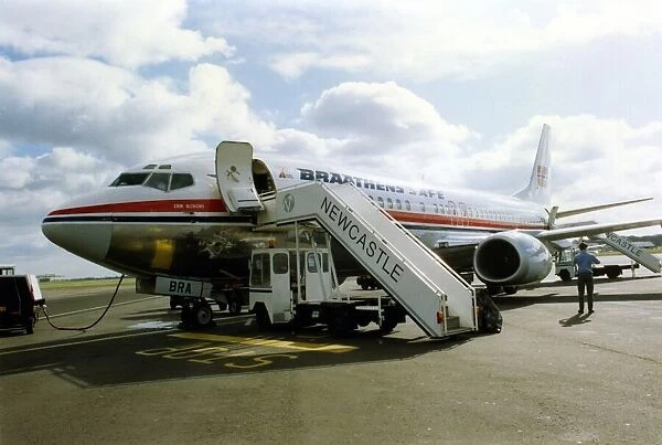 A Braathens SAFE Boeing 737 airliner  /  aircraft at Newcastle Airport