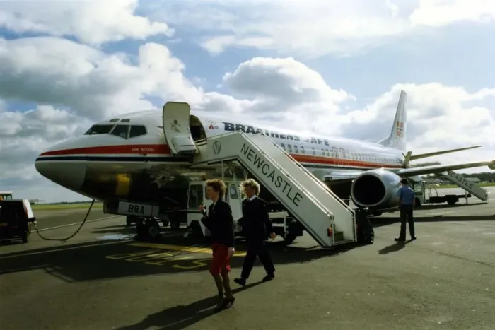 Framed Print : A Braathens SAFE Boeing 737 airliner  /  aircraft at Newcastle Airport