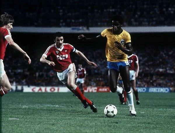Brazil v Russia World Cup 1982 football Serginho (9) on the ball