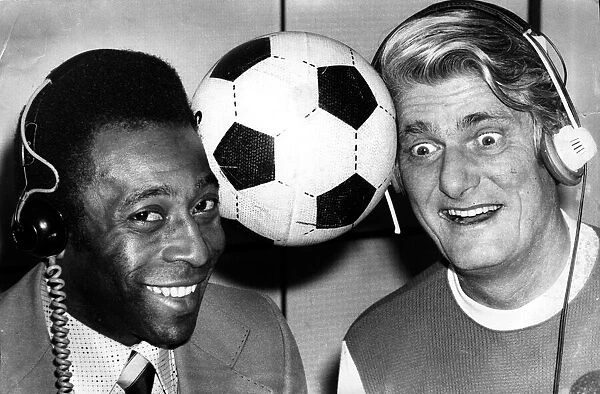 Brazilian football star Pele with disc jockey Pete Murray at the BBC during his radio
