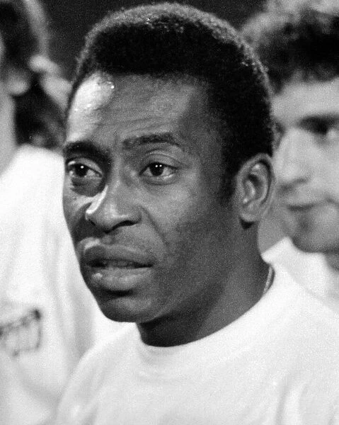 Brazilian football star Pele for Santos against Fulham March 1973