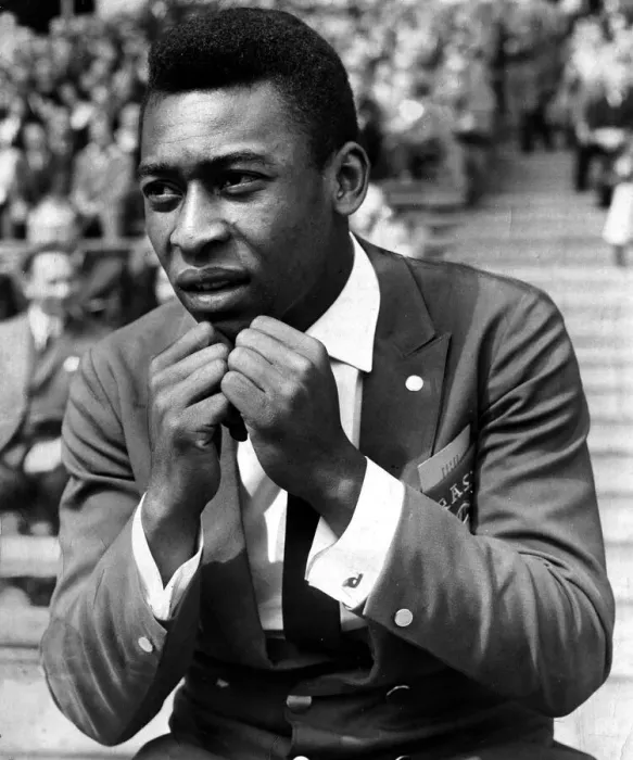 Framed Print : Brazilian football star Pele watching the England v Brazil International match at Wembley