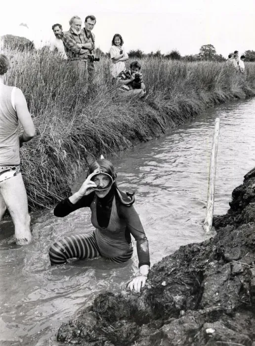 Framed Print : Up for a breather... a bog snorkeller prepares to tackle the rest of the course